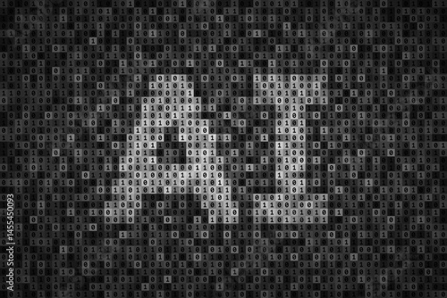 AI inscription over binary code background, artificial intelligence