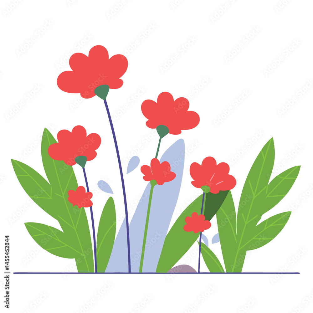 Simple Floral Illustration with Three Flowers Simple Floral Illustration with Three Flowers