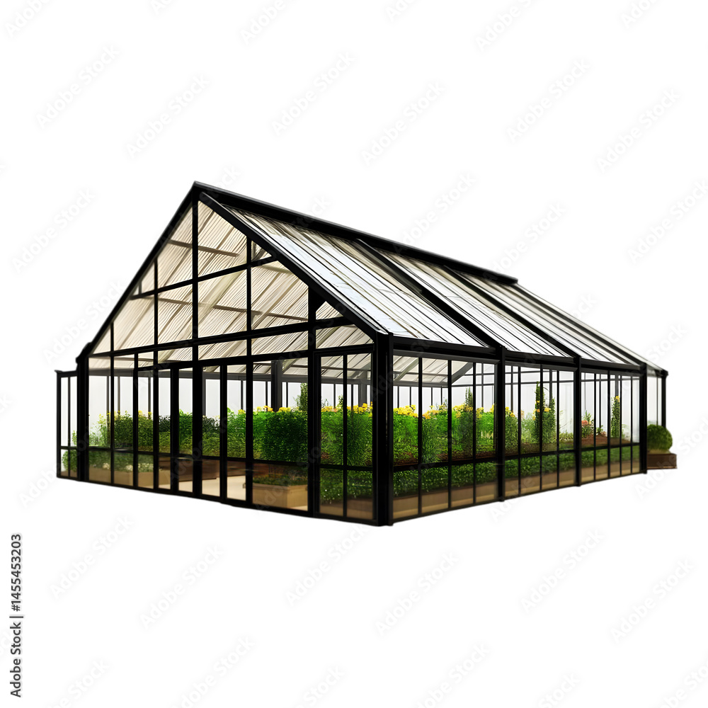 Fototapeta premium Isolated Greenhouse Illustration With Transparent Background and Plants