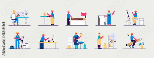 Art studio illustrations set. Flat vector illustration concept.