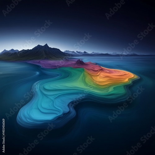 Obraz na płótnie Surreal Landscape of Colorful Waves in a Dreamlike Environment w salonie