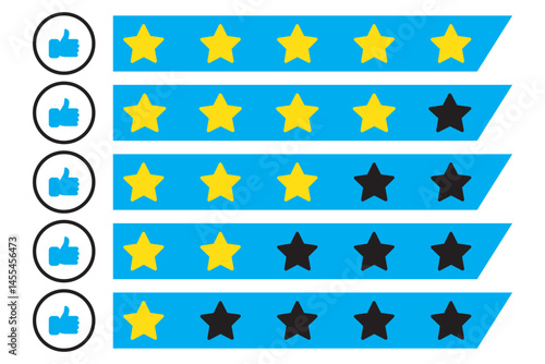 Customer product review icon. Rating stars badges. Feedback or review. Five stars icon. 5 star rating icon. Set of rating stars in different styles.