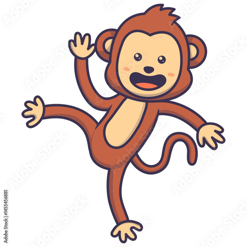 Cute Circus Monkey Character. Isolated on White Background.
