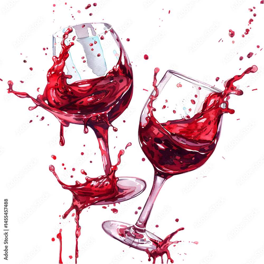 Fototapeta premium Pair of Red Wine Arcs in Liquid Motion PNG