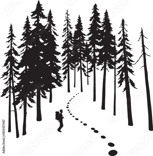 Hiking vector silhouette Set 