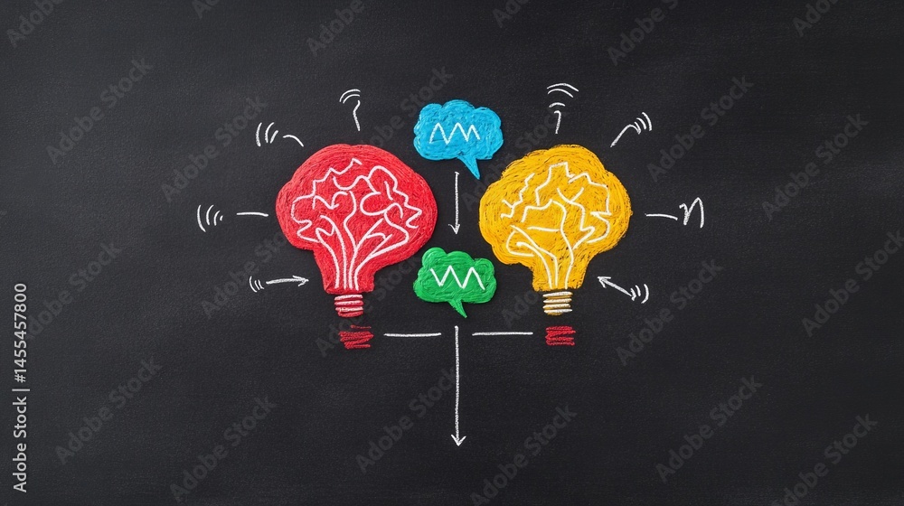 Flowchart on Chalkboard Showing NLP Concepts and Ideas