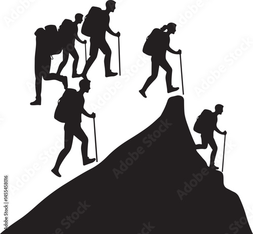 Hiking vector silhouette Set 