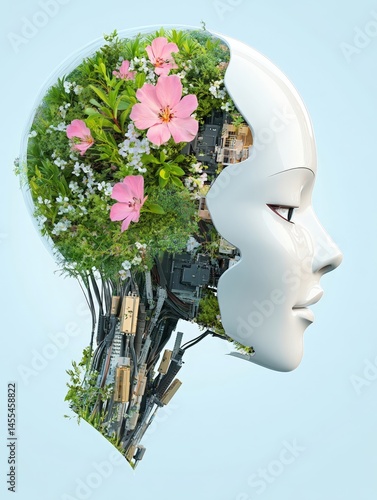 Conceptual Art Depicting AI Self-Awareness in a Nature-Inspired Design