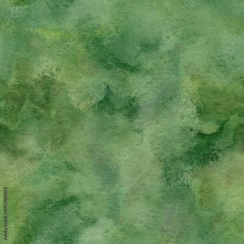 Seamless textured green background watercolor wash, hand drawn high quality design element. Great as a landscape element, grass patch, soft background for cards, posters, compositions and prints