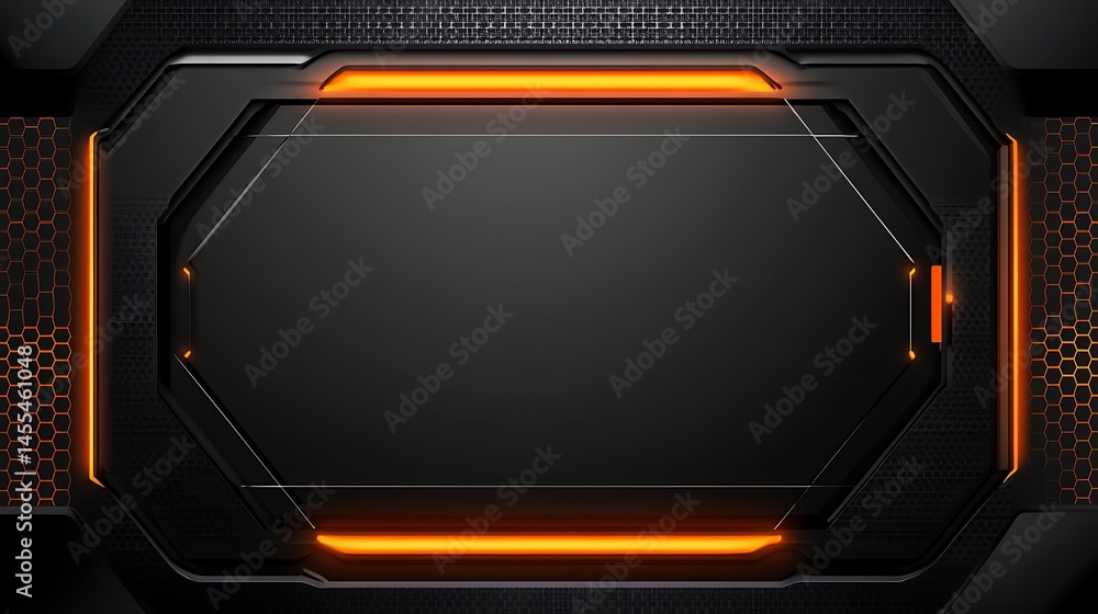 Obraz premium Futuristic Panel, Orange Light, Black Design