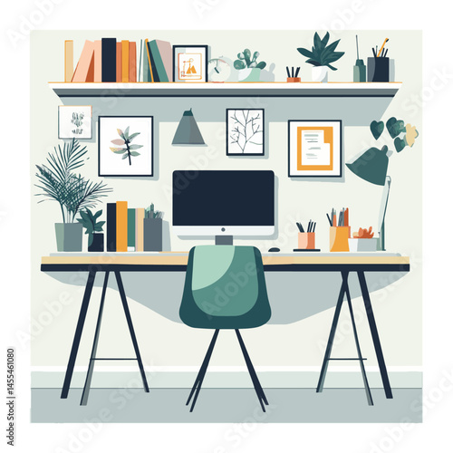 vector of a work room design