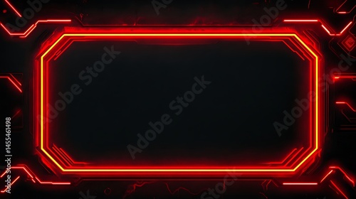 Futuristic Red Border on Dark Background