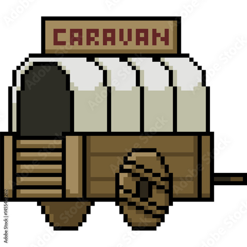pixel art of ancient caravan cart roof