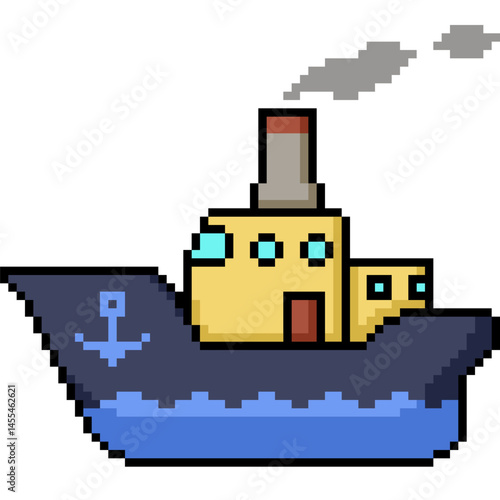 pixel art of sea travel sail ship