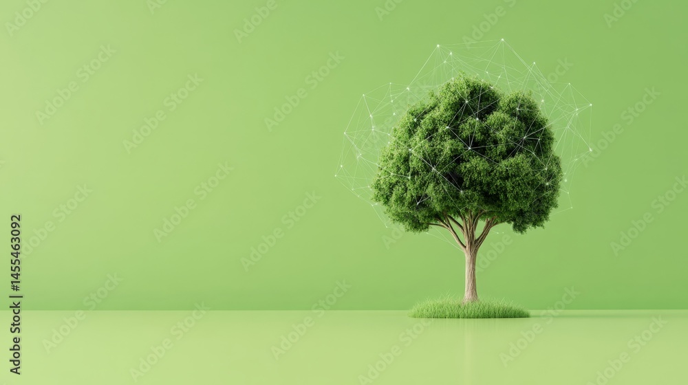 Nature Inspired Illustration of Tree with Deep Learning Concept