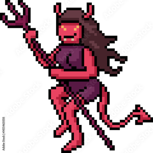 pixel art of woman devil from hell