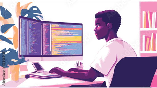 vector business man analys data