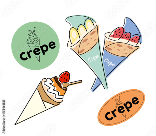 ポップなクレープのイラストセット