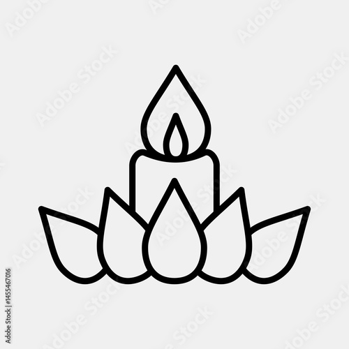 Icon candle. Buddhism and vesak elements. Icon in line style.