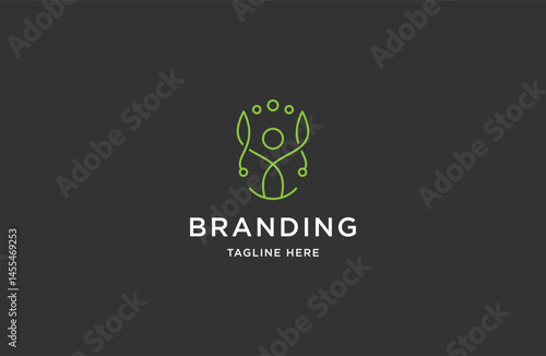 Green people logo icon design template flat vector