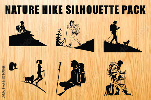 Hiking man vector silhouette 