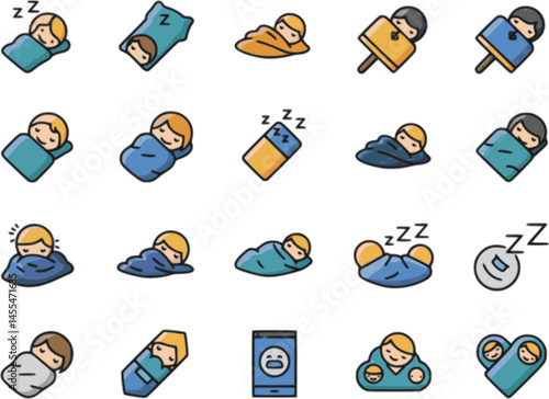 good night s sleep icon, good night s sleep line art - simple line art of good night s sleep, perfect for good night s sleep logos and icons
