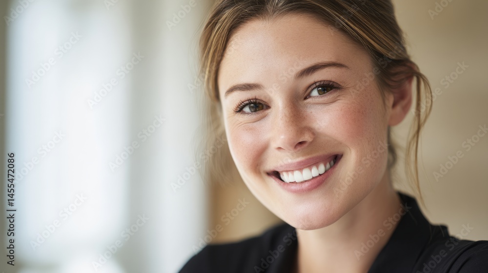 A joyful woman with a bright smile, radiating warmth and confidence.
A joyful woman with a bright smile, radiating warmth and confidence.