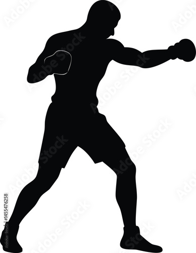 Silhouette of Strong Man Raising Fist in Victory or Protest