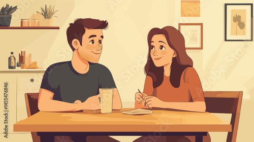 vector two business people discussing document