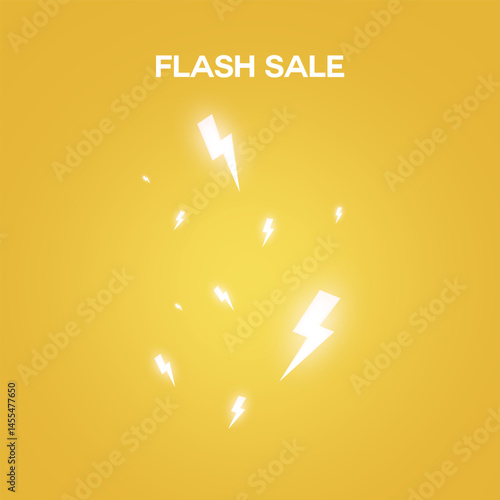 Glowing flash sale icon design with orange color background. Flash sale design vector with lighting glow effect. Mega offer. Flash sale product advertisement design. 