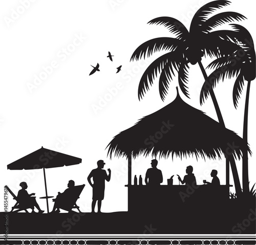 palm, beach, tree, summer, tropical, vector, silhouette, sea, sun, island, illustration, nature, sunset, travel, palm tree, holiday, landscape, ocean, paradise, vacation, sky, woman, water, design, ex