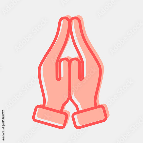 Icon prayer. Buddhism and vesak elements. Icon in two tone style.