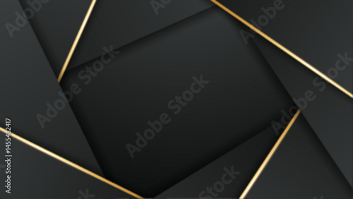 Black abstract background with gold lines. Perfect for luxury branding, elegant design projects, or sophisticated marketing materials. Ideal for upscale concepts.