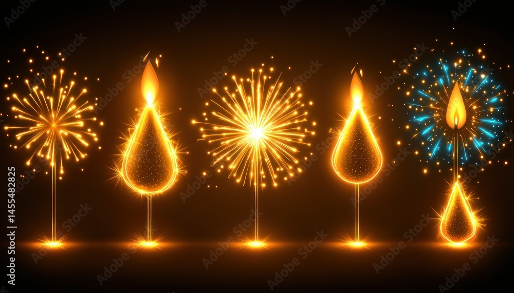 Naklejka premium Sparkler candles in various colors