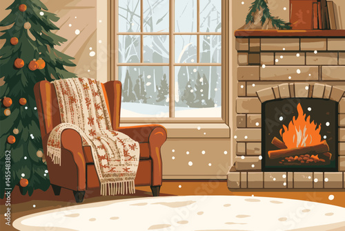 fireplace with christmas decorations