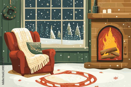 christmas room with fireplace