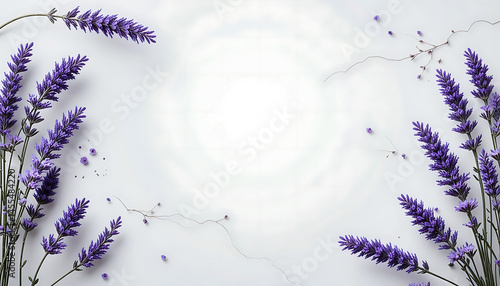 Lavender Flowers on White Background