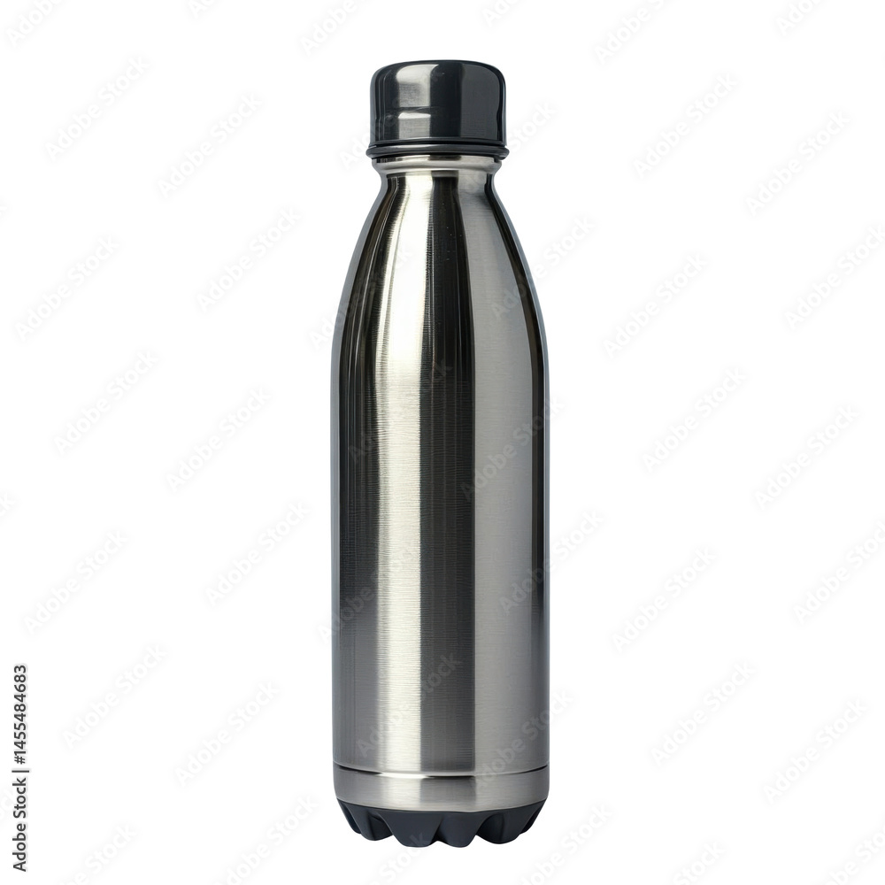 Stainless steel water bottle isolated on transparent background. Stainless steel water bottle isolated on transparent background.