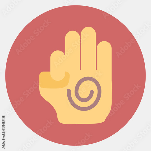 Icon meditation hand. Buddhism and vesak elements. Icon in color mate style.