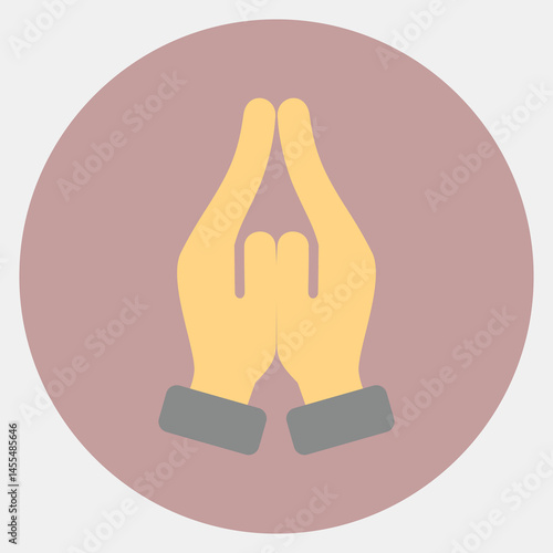 Icon prayer. Buddhism and vesak elements. Icon in color mate style.