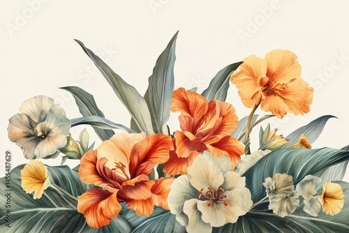 Wallpaper Mural Vibrant floral arrangement with orange and cream blossoms. Torontodigital.ca