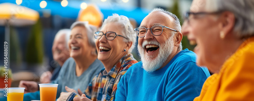 Joyful seniors share laughter vibrant society, highlighting importance of healthcare