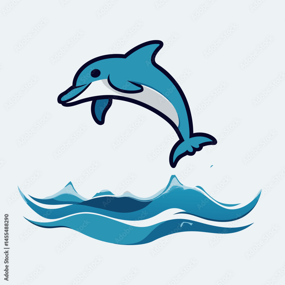 Obraz premium Dynamic Dolphin Illustrations – Playful Ocean Jump & Splash Art