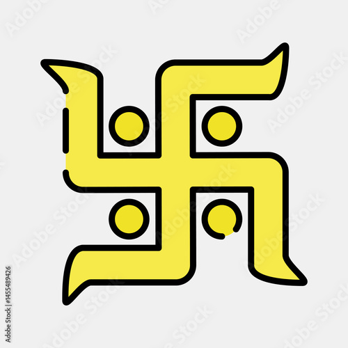 Icon swastika. Buddhism and vesak elements. Icon in filled line style.