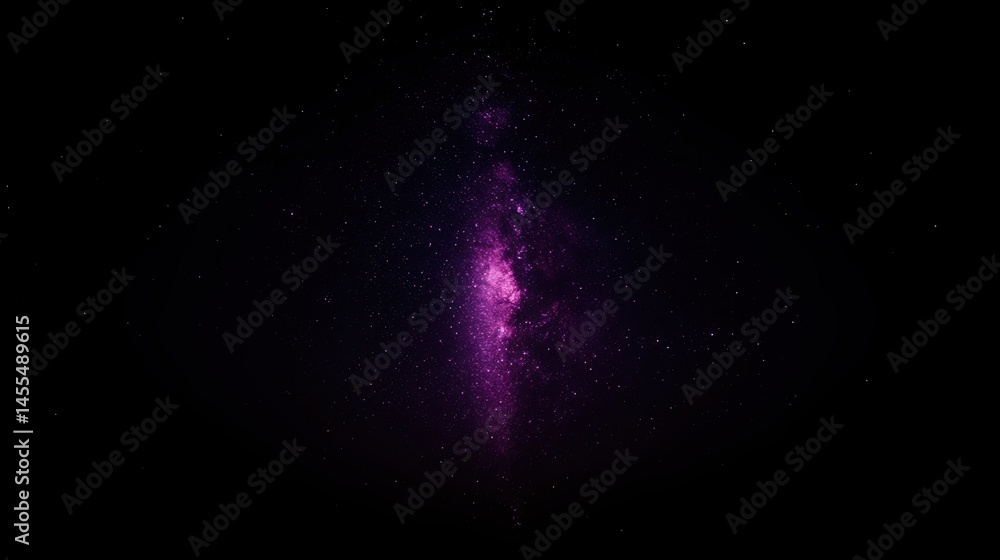 Obraz premium A glowing, pink nebula shines in the center of a star-filled, dark night sky, evoking the mystery of deep space.