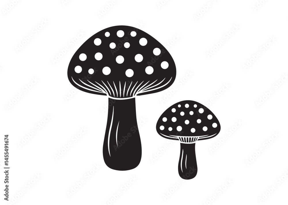 Mushroom with and without dots Design, Mushroom Silhouette Vector Mushroom with and without dots Design, Mushroom Silhouette Vector