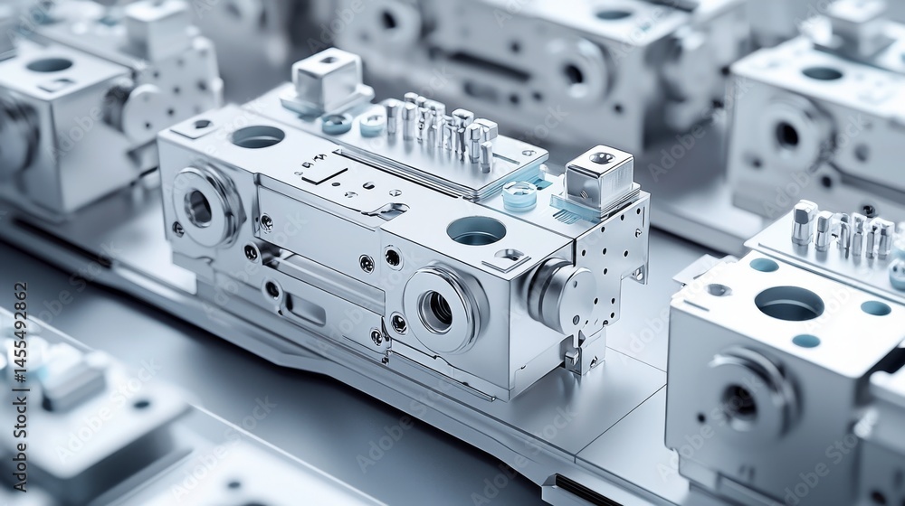 Fototapeta premium Detailed machinery components showcasing modern manufacturing technology.