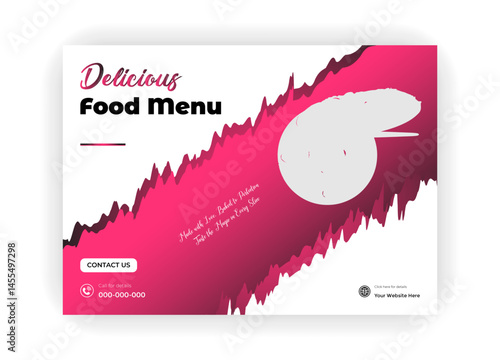 Food menu and delicious pizza social media banner template