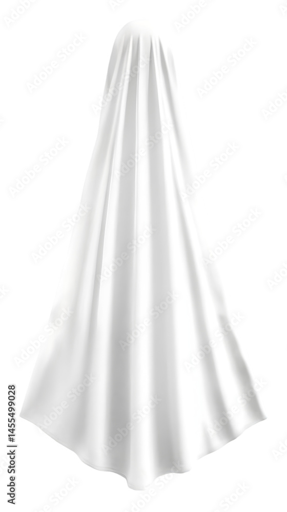 White Ghost Sheet Isolated On Transparent Background Realistic 3D Render White Ghost Sheet Isolated On Transparent Background Realistic 3D Render