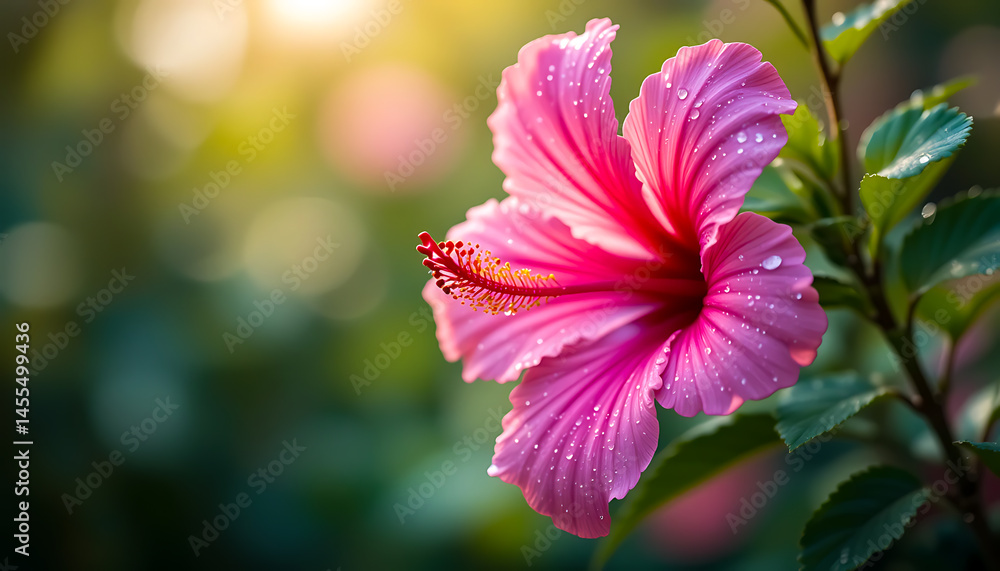 Fototapeta premium Pink Hibiscus Flower in Bloom